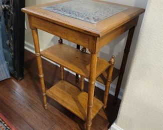 Chinese antique carved wood tea table 29" H x 18" W x 18" D
