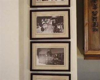 Set of 4 Chinese vintage pictures of "Old days in Hong Kong"