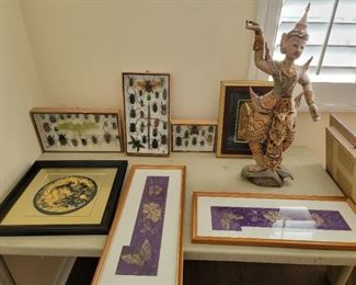 Chinese and Thai home decor and bug display cases
