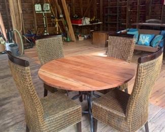 Pier 1 wicker dining chairs with Arhaus dining table (professionally refinished)