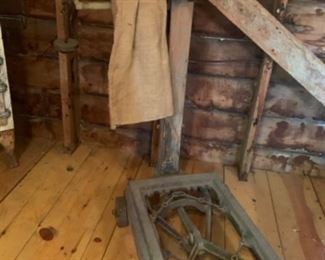 Victor Scale with some cast iron weights.  Make sure to bring help to get this piece home!