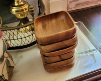 I love these wooden bowls.  Love the square shape