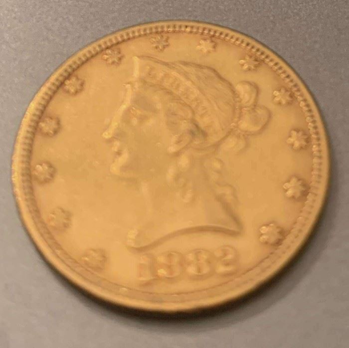 Gold $10 Liberty Coin 1882