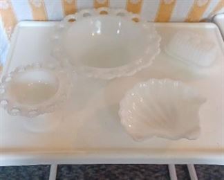 4 PC. Milk Glass