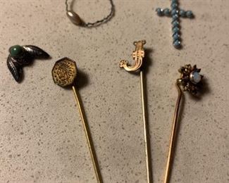 Antique Stick Pins, Pendants, and Ring