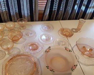 Assortment of Decorative Pink Glass