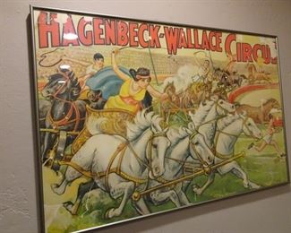 HAGENBECK-WALLACE CIRCUS POSTER CHARIOT RACE