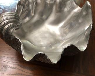 Fitz & Floyd Metal Serving Dish: Large Clam Shell