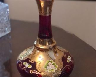 Antique Lenwile Ardalt Gold Plated Decanter w/ music box