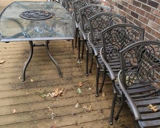 Glass Top Patio Table and 8 Chairs