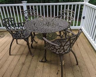 Cast Iron Table and 4 Chairs