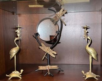 Brass Storks, Brass Dragonflies Magnifying Glass