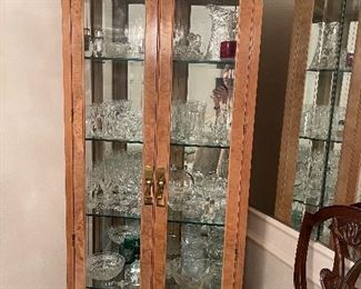 Drexel Light Curio Burl Look Wood and Glass