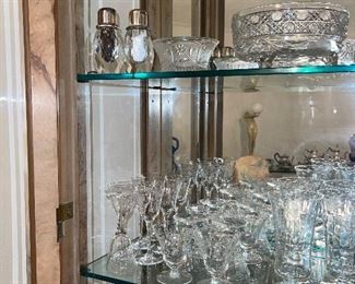Variety of Vintage and Modern Crystal and Glass Bowls, Goblets, Serving Pieces 
