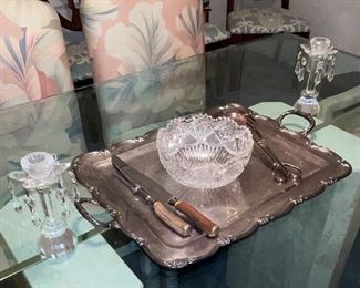 Carving Knife Set, Crystal Bowl