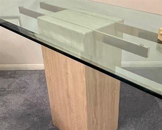 Vintage Mid Century Modern Artedi
Travertine and Brass Console Table