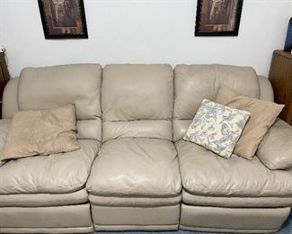 Leather Cream Recliner Couch