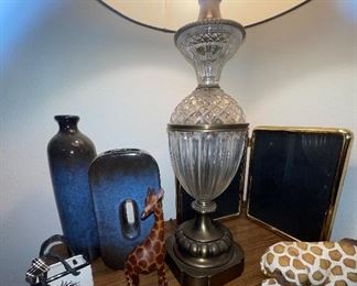Crystal Lamp, Giraffe Figurines, Home Decor, Brass Picture Frames 