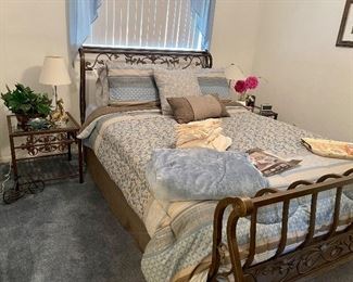 Fancy Metal Queen Bed with Mattress Set, Queen Size Bedding