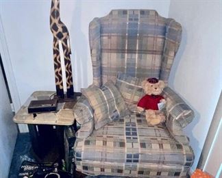 Plaid Wing Back Chair