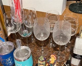 Mikasa Etched Wine Goblets
