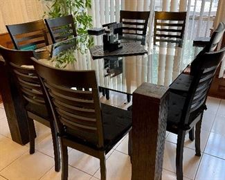 Kitchen Table with 6 Chairs Glass Top