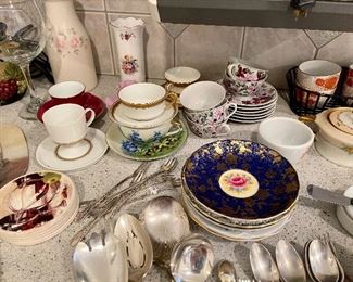 Silverplate Flatware, Vases, Cups and Saucers