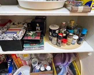 Spices, Napkins New in Packages, Baskets, Lazy Suzans 