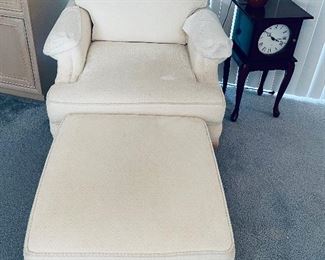 Cream Chair with Matching Foot Stool