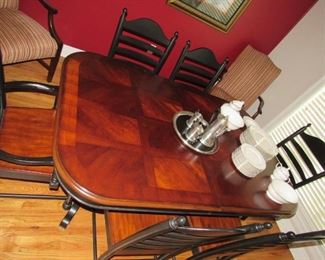 Inlaid dining table with 6 chairs
