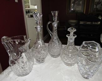 Lead crystal, Faberge vase on the right