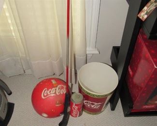 Coke fishing rod & bowling ball