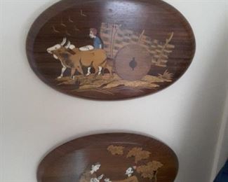 Multi-Wood Handmade Oval Wall Decorations - Travel Souvenir - Asia