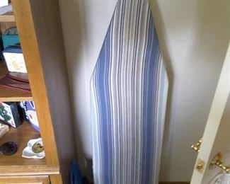Blue Stripped Covered Vintage Ironing Board.