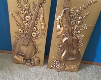 Vintage Mandolin and Violin 1960's - Set of 2 Wall Decorations.