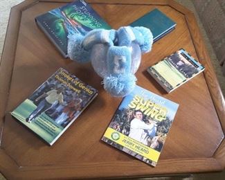 Square Oak Wood End Table open bottom. Golf Books, Glass Round Flower Vase, Golf Covers Blue, National Geographic Travel Book Large Coffee Table Book.