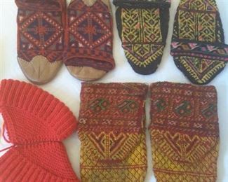 Travel Moccasins from Eastern European Countries. Names of Countries unknown. Woven. Wool. These items do not have labels.