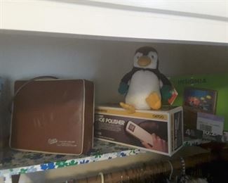 Heating Blanket. Electric Shoe Polisher. Stuffed Penguin. Insignia Photo Digital Frame.