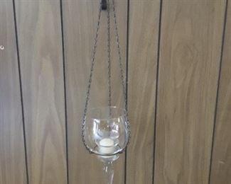 1 Princess House Glass Wall Sconce w/Black Metal Holder