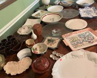 ceramic serveware (platters, candy bowls, pitchers)
