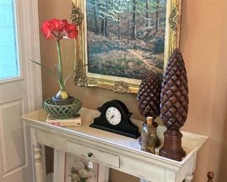 Sofa/Entry table; framed original oil painting
