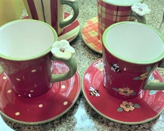 Colorful cups and saucers
