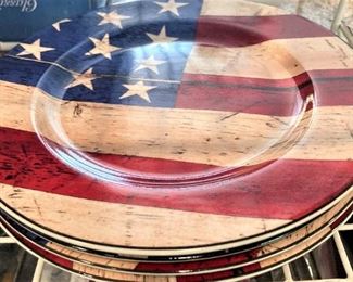 Red, white, and blue dishes