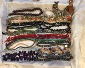 Puka shells, amethyst, Ruby quartz, 