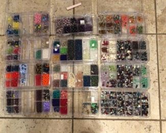 Boxes of beads sold by the box full, or partially full.
