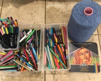 Double ended pens, pentel color markers, (good ones) and pens, pencils, markers in abundance