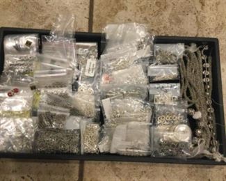 All Sterling - charms, chain, jump rings, spacer beads. Etc. 
