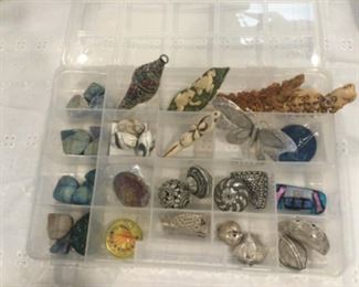 Special pendants or beads, large sterling, carved bone, druzy quartz, etc.