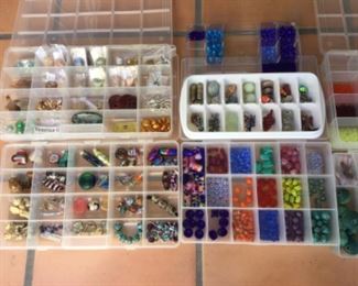 Jade, nephrite, Venetian glass, carved Buddha beads