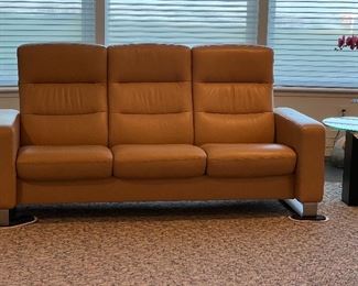 TWO STRESSLESS MODERN COUCHES CARMEL COLOR